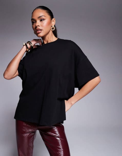 ASOS DESIGN – Czarny T-shirt z węzłem z tyłu - view 1