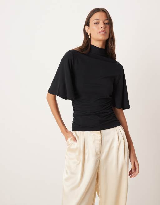 ASOS DESIGN – Czarny taliowany top z nietoperzowymi rękawami, 2 z 4