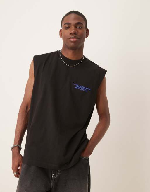 ASOS DESIGN – Czarny top bez rękawów oversize z grafiką muzyczną , 2 z 4