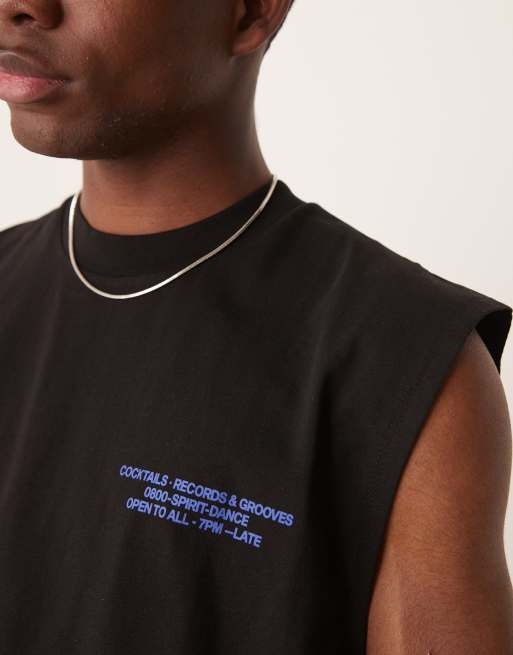 ASOS DESIGN – Czarny top bez rękawów oversize z grafiką muzyczną , 3 z 4