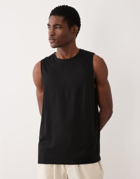ASOS DESIGN – Czarny top bez rękawów premium z bawełny SUPIMA® - view 1