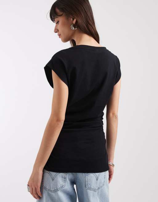 ASOS DESIGN – Czarny top bez rękawów z gorsetową talią, 3 z 4