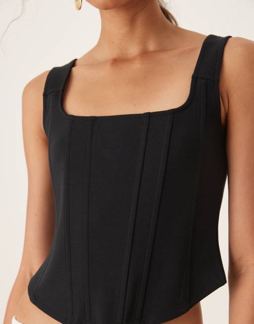 ASOS DESIGN – Czarny top gorsetowy z fiszbinami, 2 z 4