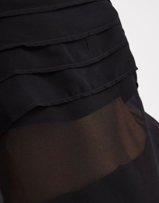 ASOS DESIGN – Czarny top na ramiączkach z prześwitującym detalem, 2 z 4