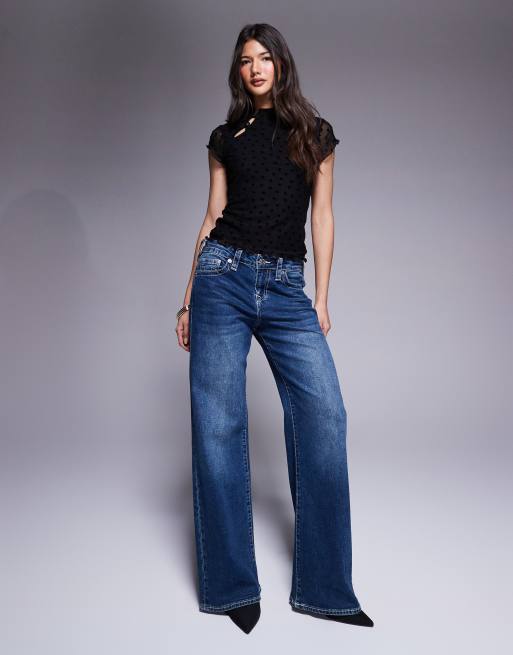 ASOS DESIGN – Czarny top z krótkimi rękawkami i flokowanym wzorem w serca, 2 z 4