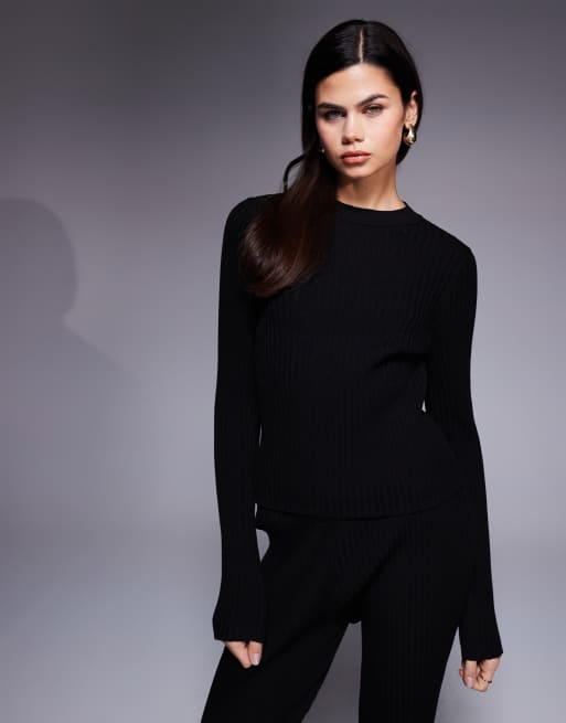 ASOS DESIGN – Czarny top z prążkowanej dzianiny, część zestawu, 4 z 4