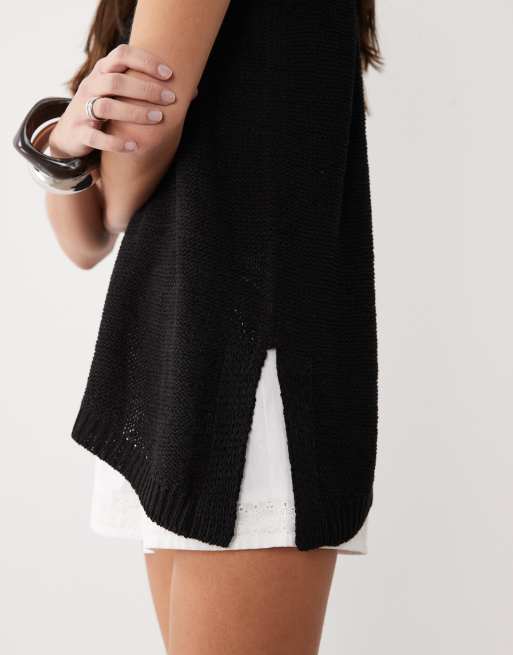 ASOS DESIGN – Czarny trapezowy top na ramiączkach z taśmą, 3 z 4