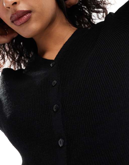 ASOS DESIGN – Czarny usztywniany kardigan z małym dekoltem w szpic, 3 z 4