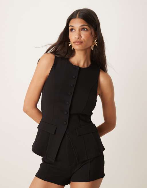 ASOS DESIGN – Czarny usztywniany top-kamizelka z ponte, część zestawu