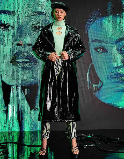 ASOS DESIGN – Czarny winylowy prochowiec