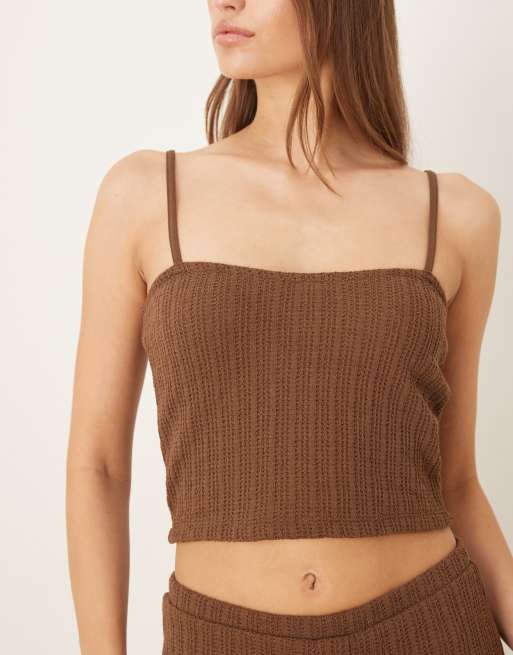 ASOS DESIGN – Czekoladowa prążkowana braletka, część zestawu, 3 z 4