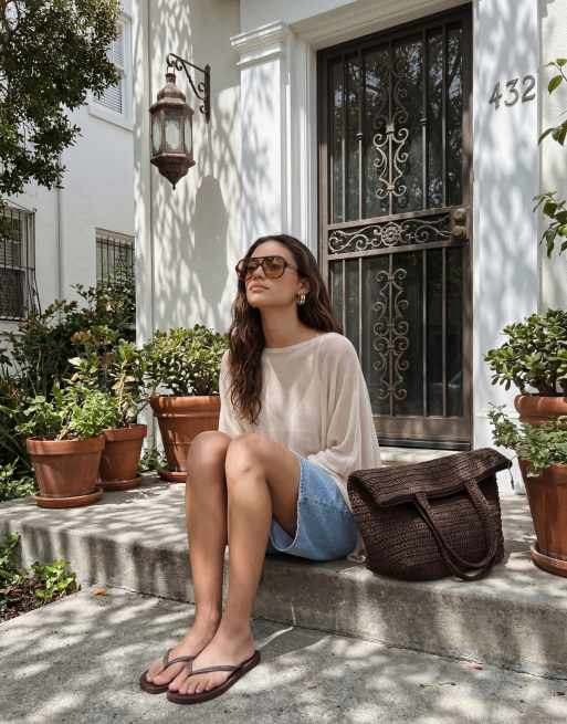 ASOS DESIGN – Czekoladowa szydełkowana słomkowa torba typu tote, 11 z 11