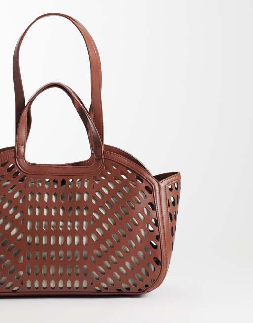 ASOS DESIGN – Czekoladowa torba typu tote z laserowo wyciętym wzorem, 4 z 4