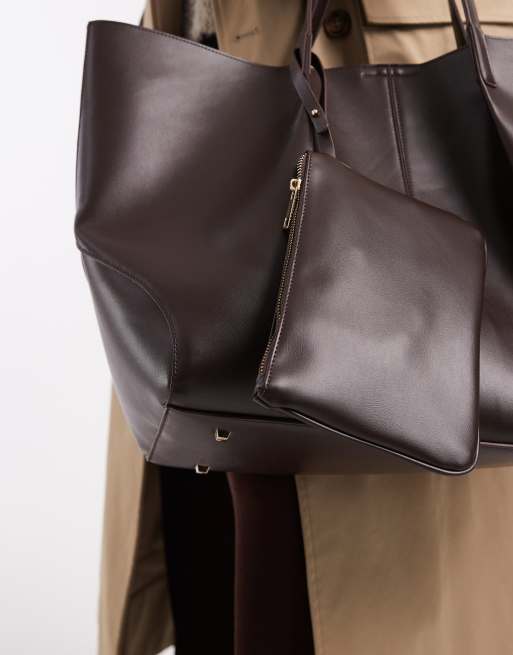 ASOS DESIGN – Czekoladowa torba typu tote ze wstawką, 3 z 4