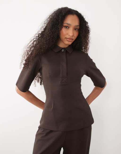 ASOS DESIGN – Czekoladowy zestaw z dzianiny interlock, 3 z 3