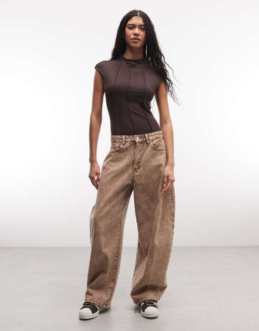 ASOS DESIGN – Czekoladowe body z zabudowanym dekoltem i wyeksponowanymi szwami, 2 z 4