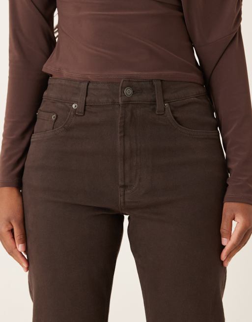 ASOS DESIGN – Czekoladowe dopasowane jeansy o prostym kroju z wysokim stanem , 5 z 5