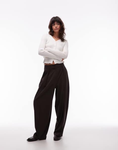 ASOS DESIGN – Czekoladowe eleganckie spodnie z poszerzanymi nogawkami - view 1