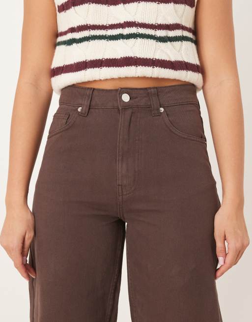 ASOS DESIGN – Czekoladowe jeansy o fasonie dad z szerokimi nogawkami, 4 z 5