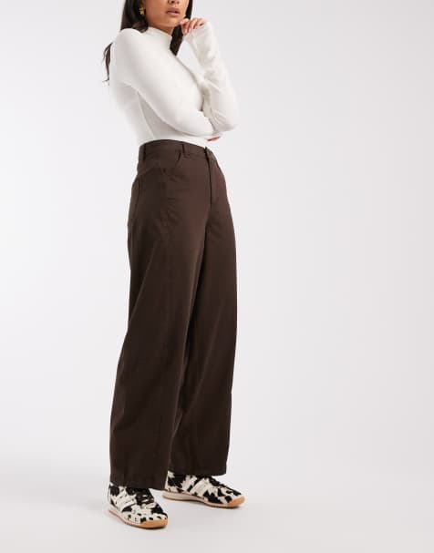 ASOS DESIGN – Czekoladowe spodnie z baryłkowymi nogawkami - view 1