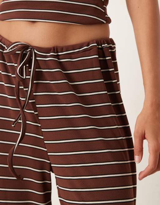 ASOS DESIGN – Czekoladowe spodnie z szerokimi nogawkami w paski, część zestawu, 5 z 5