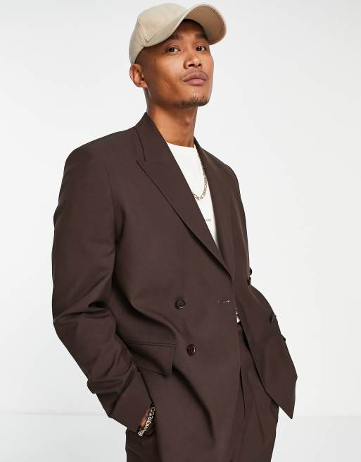 ASOS DESIGN – Czekoladowobrązowa marynarka o pudełkowym kroju