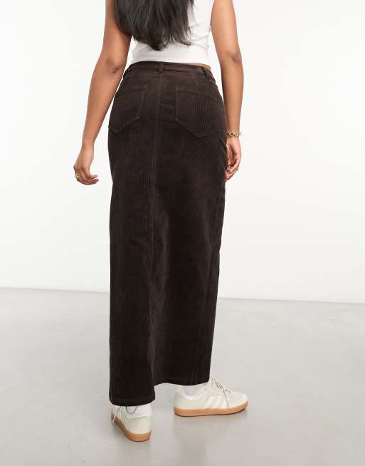 ASOS DESIGN – Czekoladowobrązowa sztruksowa spódnica maxi, 3 z 4