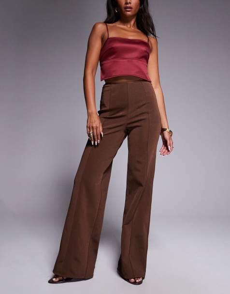 ASOS DESIGN bandage straight leg trouser in chocolate