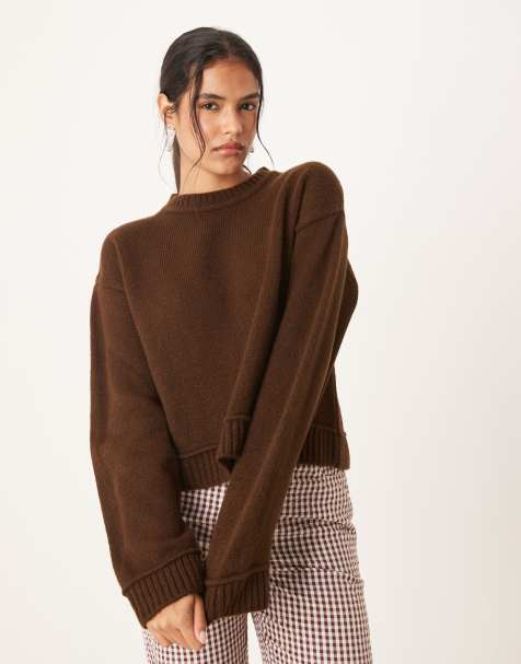 ASOS DESIGN knitted jumper in chocolate brown