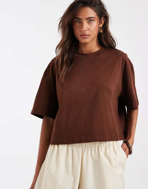 ASOS DESIGN – Czekoladowy krótki T-shirt o pudełkowym kroju, 2 z 4