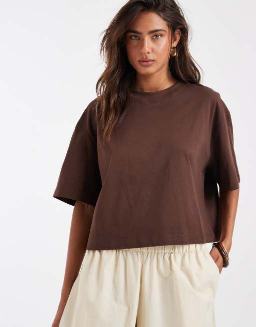 ASOS DESIGN – Czekoladowy krótki T-shirt o pudełkowym kroju, 2 z 4