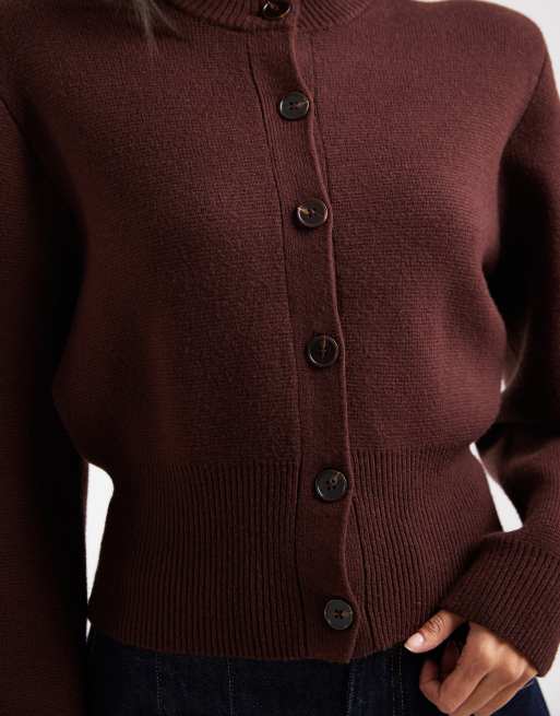 ASOS DESIGN – Czekoladowy profilowany kardigan z poduszkami na ramionach, 2 z 4