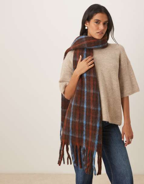 ASOS DESIGN – Czekoladowy szalik w drobną kratkę - view 1