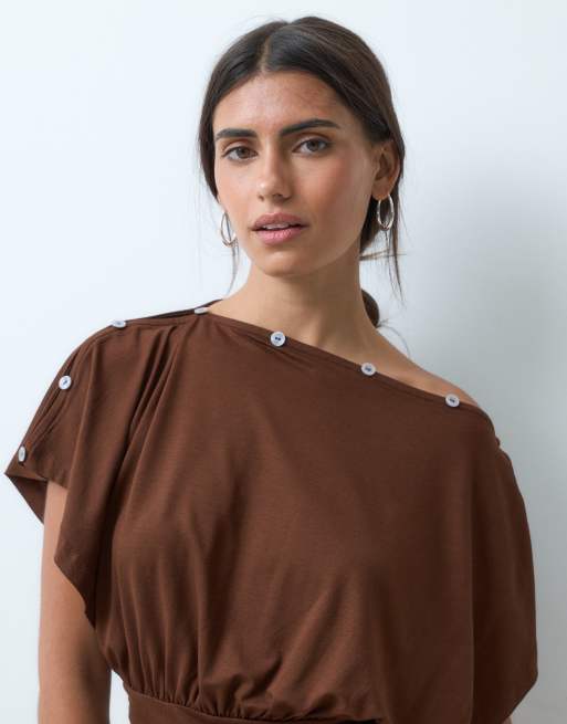 ASOS DESIGN – Czekoladowy top z zapięciem na guziki, 4 z 4
