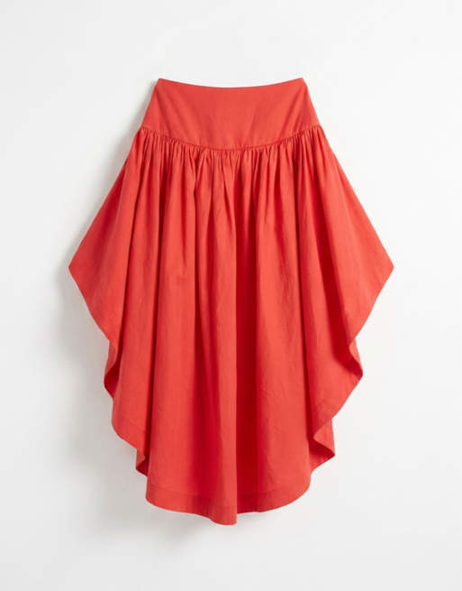 ASOS DESIGN – Czerwona asymetryczna spódnica z obniżoną talią, 6 z 9