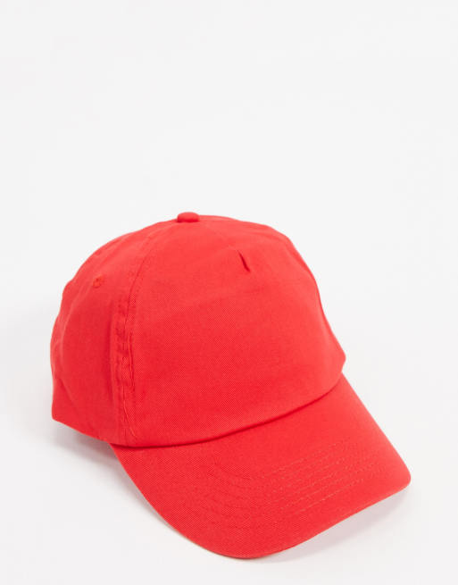 ASOS DESIGN – Czerwona czapka z daszkiem