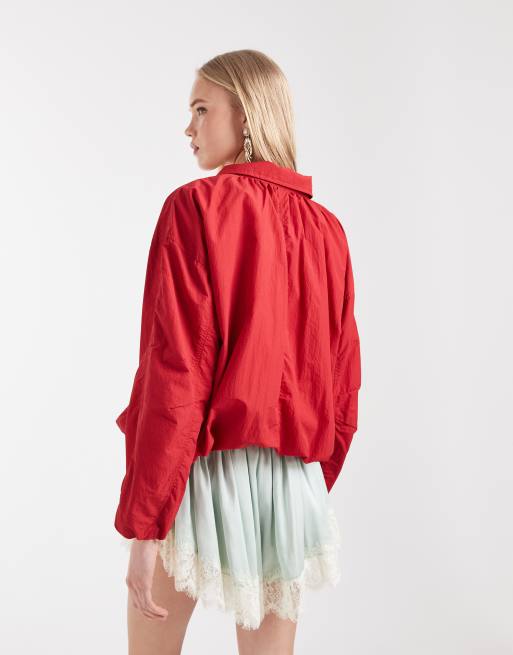 ASOS DESIGN – Czerwona kurtka dresowa oversize z dołem typu bombka, 4 z 7