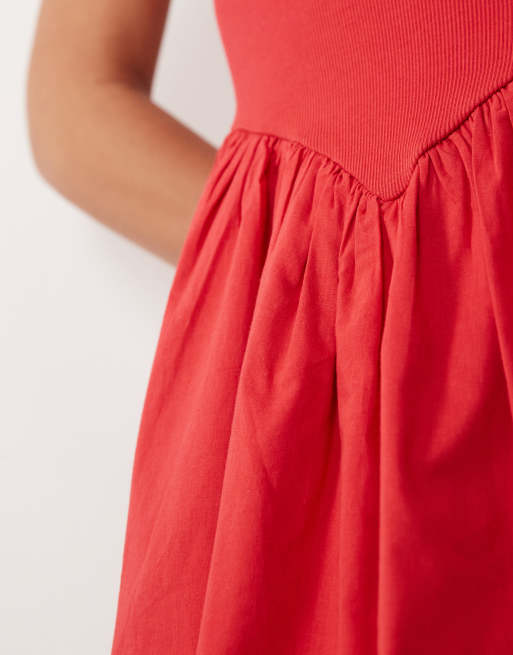 ASOS DESIGN – Czerwona sukienka mini z gorsetową talią, 3 z 4