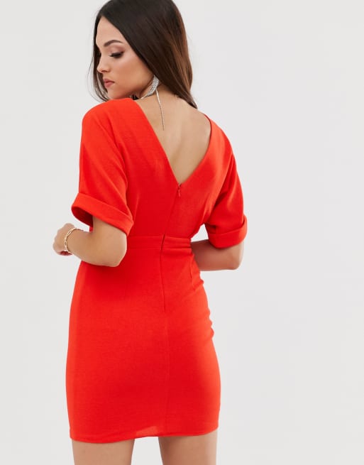 ASOS DESIGN – Czerwona sukienka mini zwężana ku dołowi, 2 z 4
