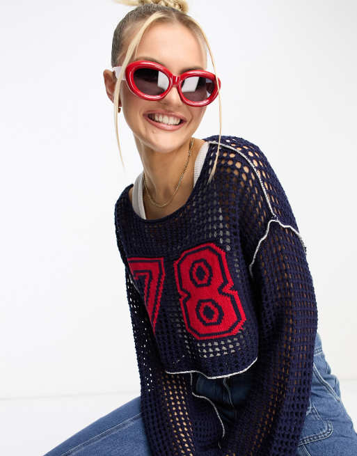 ASOS DESIGN – Czerwone owalne okulary przeciwsłoneczne w grubych oprawkach, 4 z 4