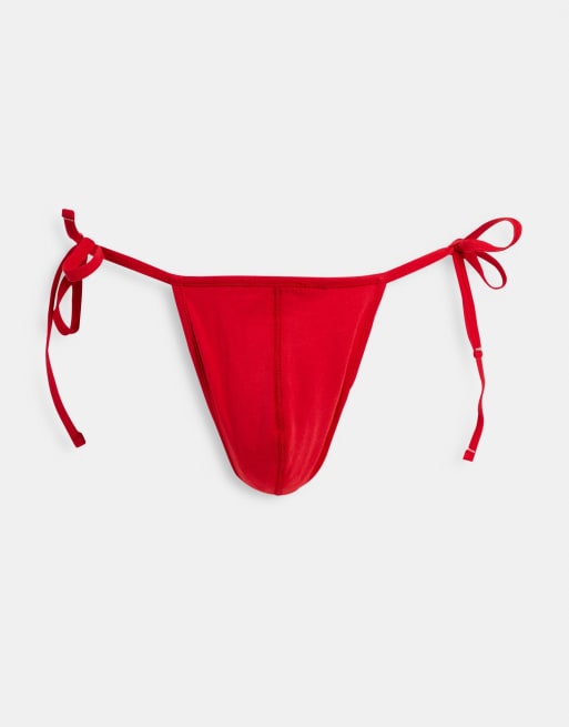 ASOS DESIGN – Czerwone stringi z wiązaniami po bokach