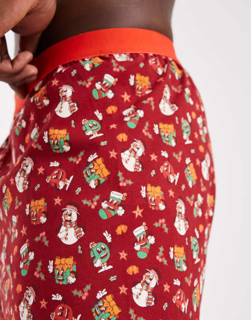 ASOS DESIGN – Czerwone świąteczne bokserki z grafiką w stylu retro, 3 z 3