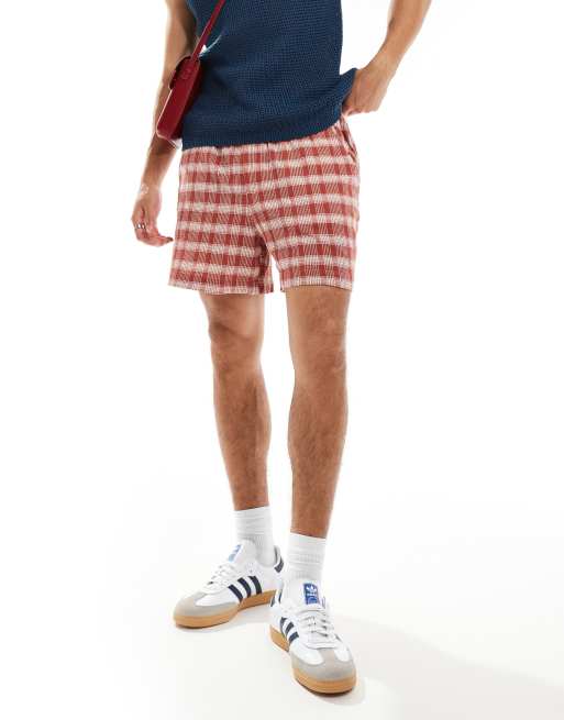 ASOS DESIGN – Czerwone szorty w kratkę vichy