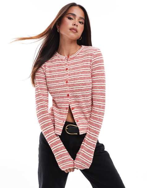 ASOS DESIGN – Czerwony kardigan w paski - view 1