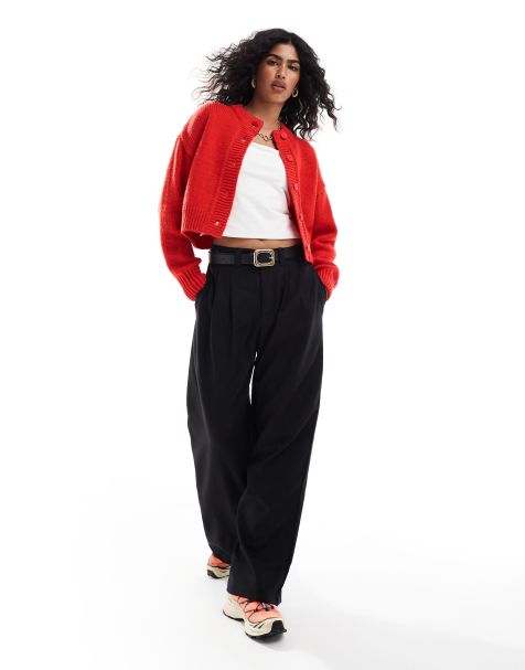 ASOS DESIGN – Czerwony krótki kardigan z okrągłym dekoltem - view 1