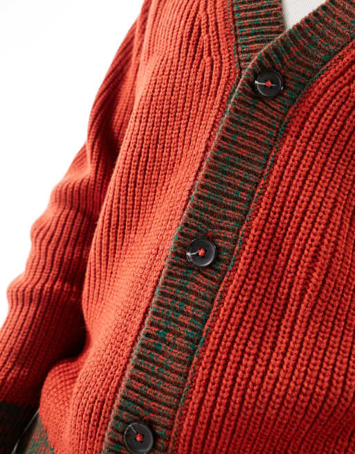 ASOS DESIGN – Czerwony luźny kardigan z kontrastowymi detalami, 2 z 4