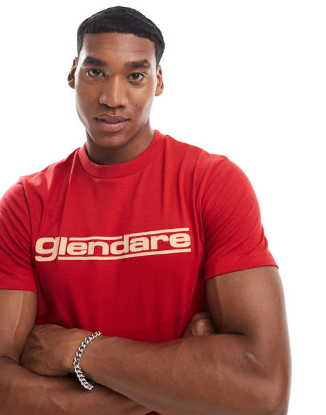 ASOS DESIGN boxy t-shirt with text graphic in red