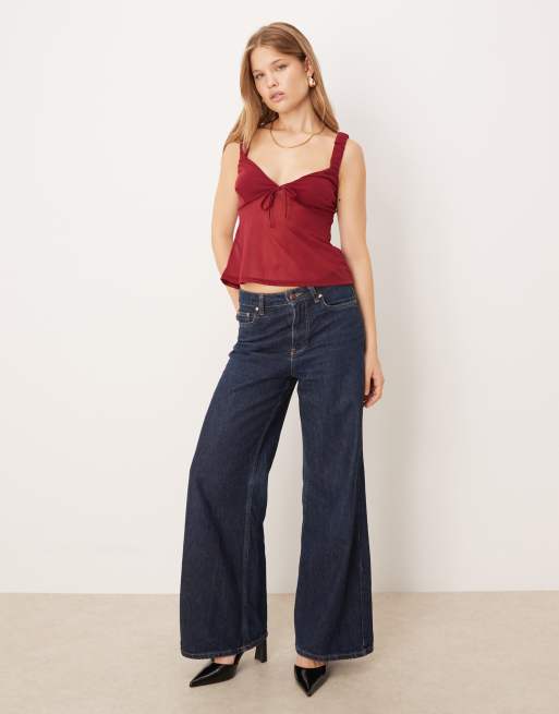 ASOS DESIGN – Czerwony siateczkowy top na ramiączkach z kokardką, 3 z 4