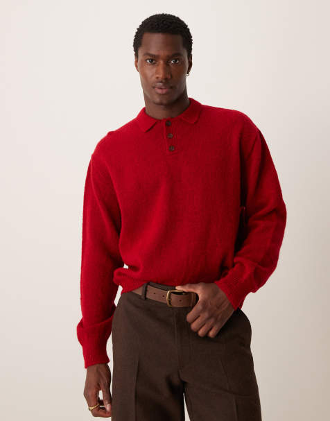 ASOS DESIGN – Czerwony szczotkowany sweter oversize o pudełkowym kroju - view 1