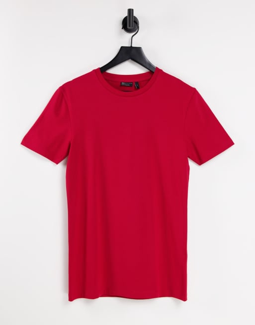 ASOS DESIGN – Czerwony t-shirt o kroju podkreślającym sylwetkę